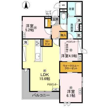 クラシスト泉町(3LDK/3階)の間取り写真