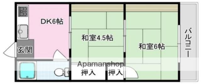 コーポ桜ヶ丘(2DK/2階)の間取り写真
