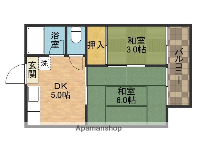 田中ハイツ(2DK/2階)の間取り写真