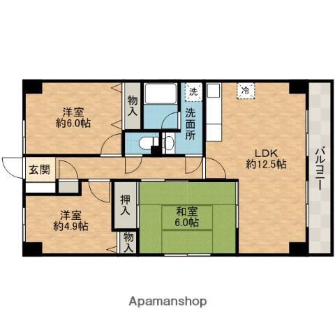 グレーシア大西(3LDK/6階)の間取り写真