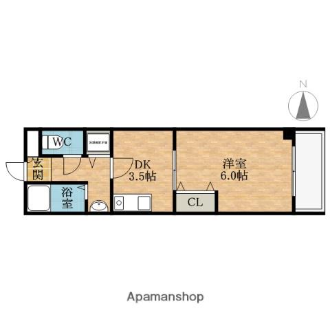 ファインヴェール・ウエスト(1DK/4階)の間取り写真