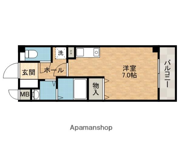 ミル・コリーヌ(ワンルーム/4階)の間取り写真