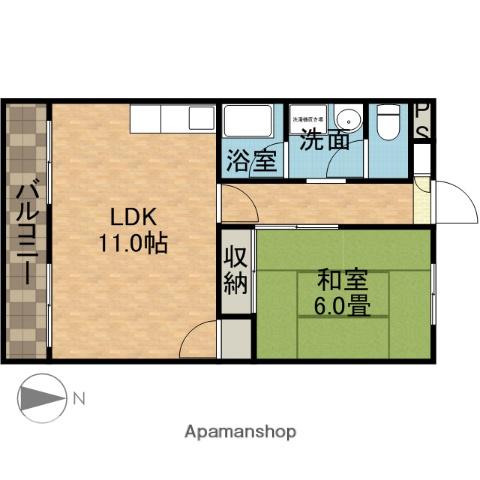 アクシスコート三島丘(1LDK/2階)の間取り写真