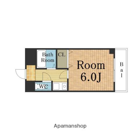 ファミーユ松本(1K/3階)の間取り写真