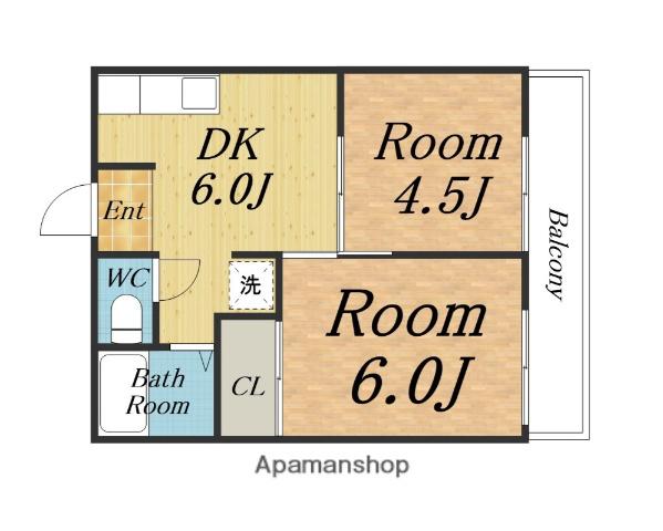 アネックスコート(2DK/1階)の間取り写真