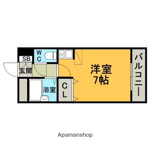 サンライズセカンド(ワンルーム/3階)の間取り写真