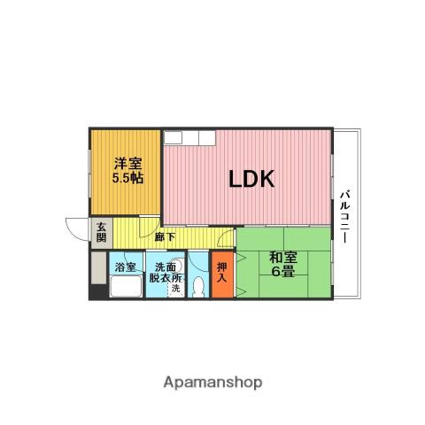 宏栄ハイツ(2LDK/2階)の間取り写真