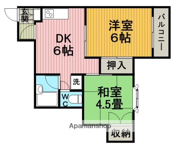 PIER YUKAWA(2DK/1階)の間取り写真