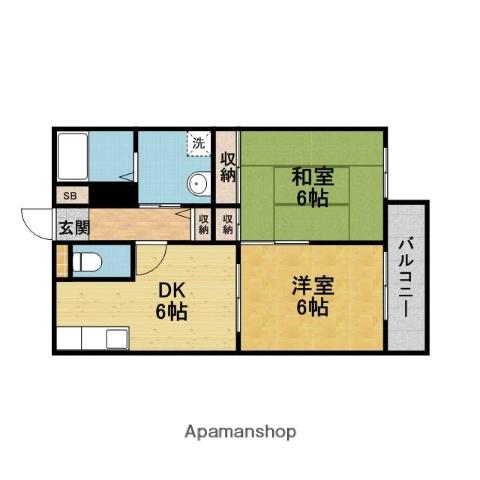 蛍池壱番館(2DK/2階)の間取り写真