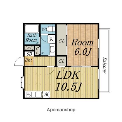セントラルヴィレッジⅡC棟(1LDK/2階)の間取り写真