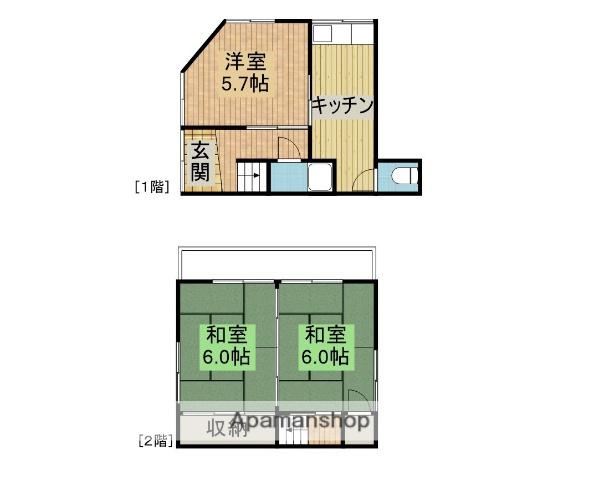 阪急電鉄宝塚線 豊中駅 徒歩10分 2階建 築62年(3DK)の間取り写真