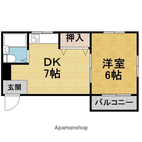 ベストレジデンス蛍池(1DK/2階)の間取り写真