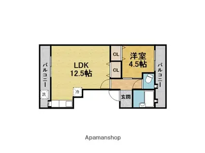 眞鍋マンション(1LDK/3階)の間取り写真