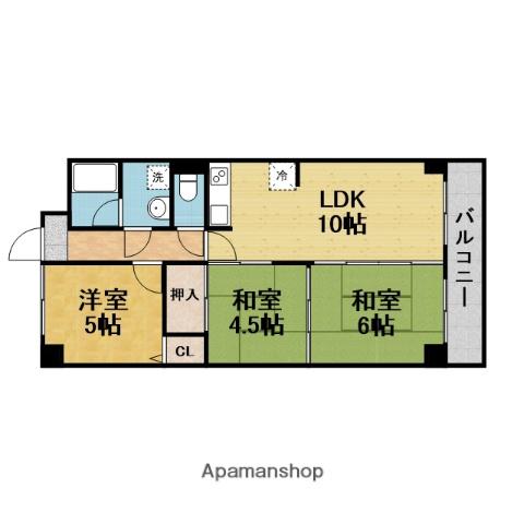 ユーコート豊中(3LDK/6階)の間取り写真