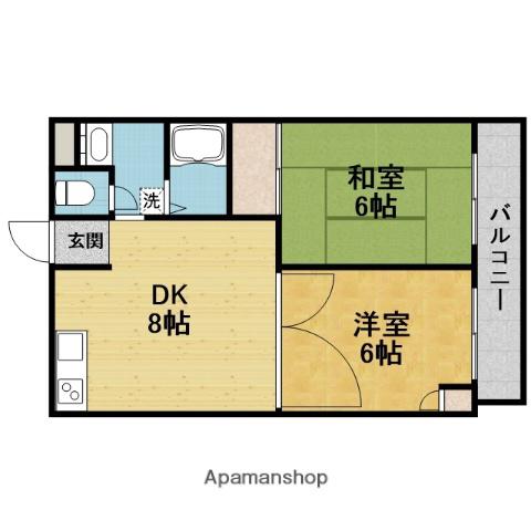 ヌーボー豊門(2DK/2階)の間取り写真