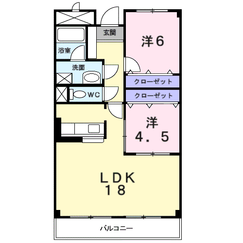 サザンハイム(2LDK/3階)の間取り写真