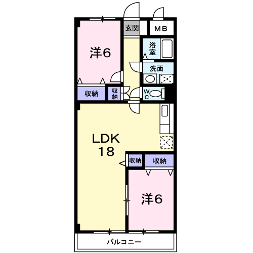 グランドゥール安倉(2LDK/2階)の間取り写真
