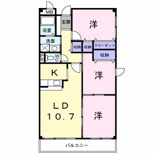 グランデ-ジ池田(3LDK/3階)の間取り写真