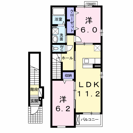 グランドステージ(2LDK/2階)の間取り写真