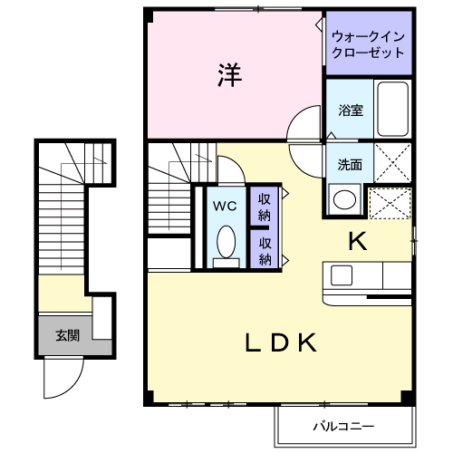 レジデンス佐々木2(1LDK/2階)の間取り写真