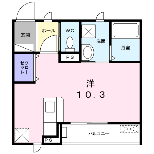 エレガント塚崎(ワンルーム/3階)の間取り写真