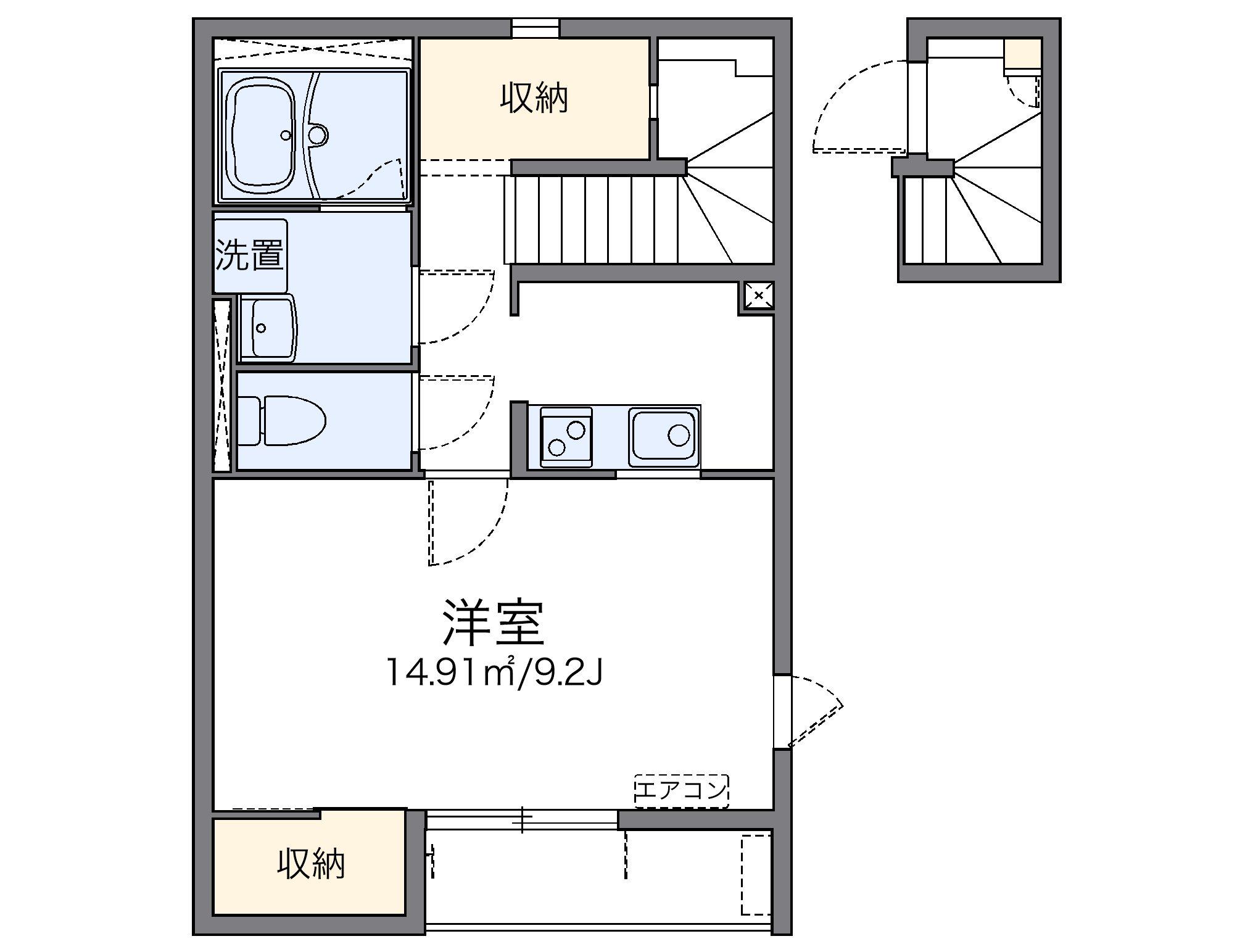 レオネクスト朝陽Ⅱ(1K/2階)の間取り写真