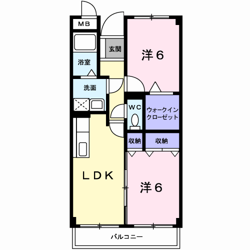 リブェール宝塚Ⅱ(2LDK/3階)の間取り写真