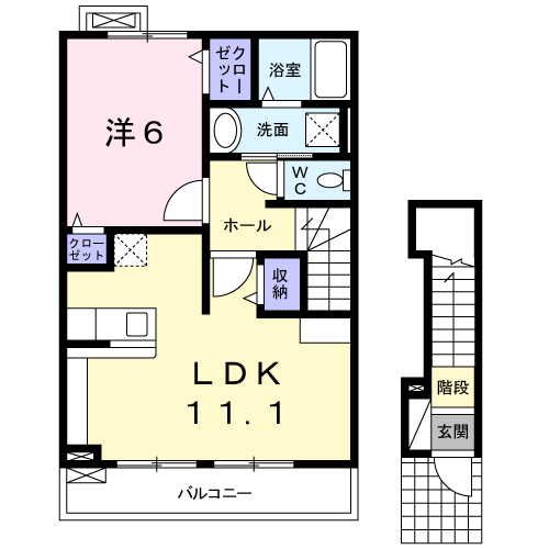 コート鶴田(1LDK/2階)の間取り写真