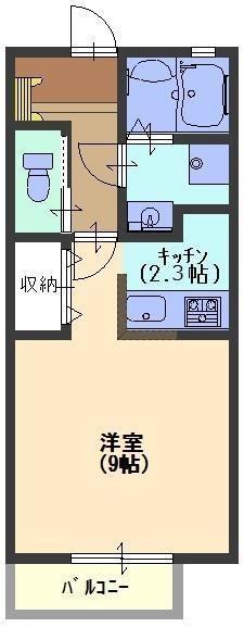 プレジール(1K/2階)の間取り写真