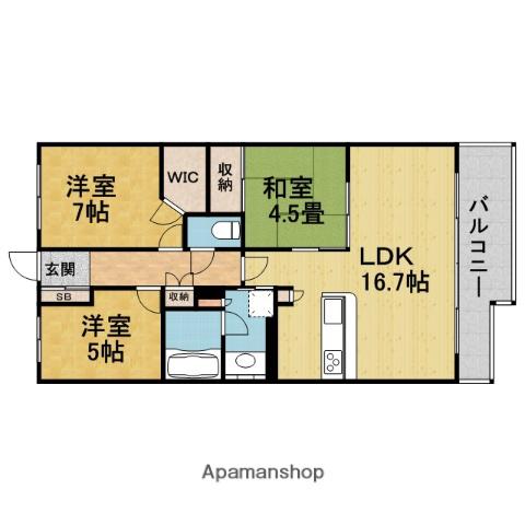 プラネスーペリア豊中(3LDK/2階)の間取り写真