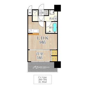 CITY SPIRE西中島(1LDK/2階)の間取り写真