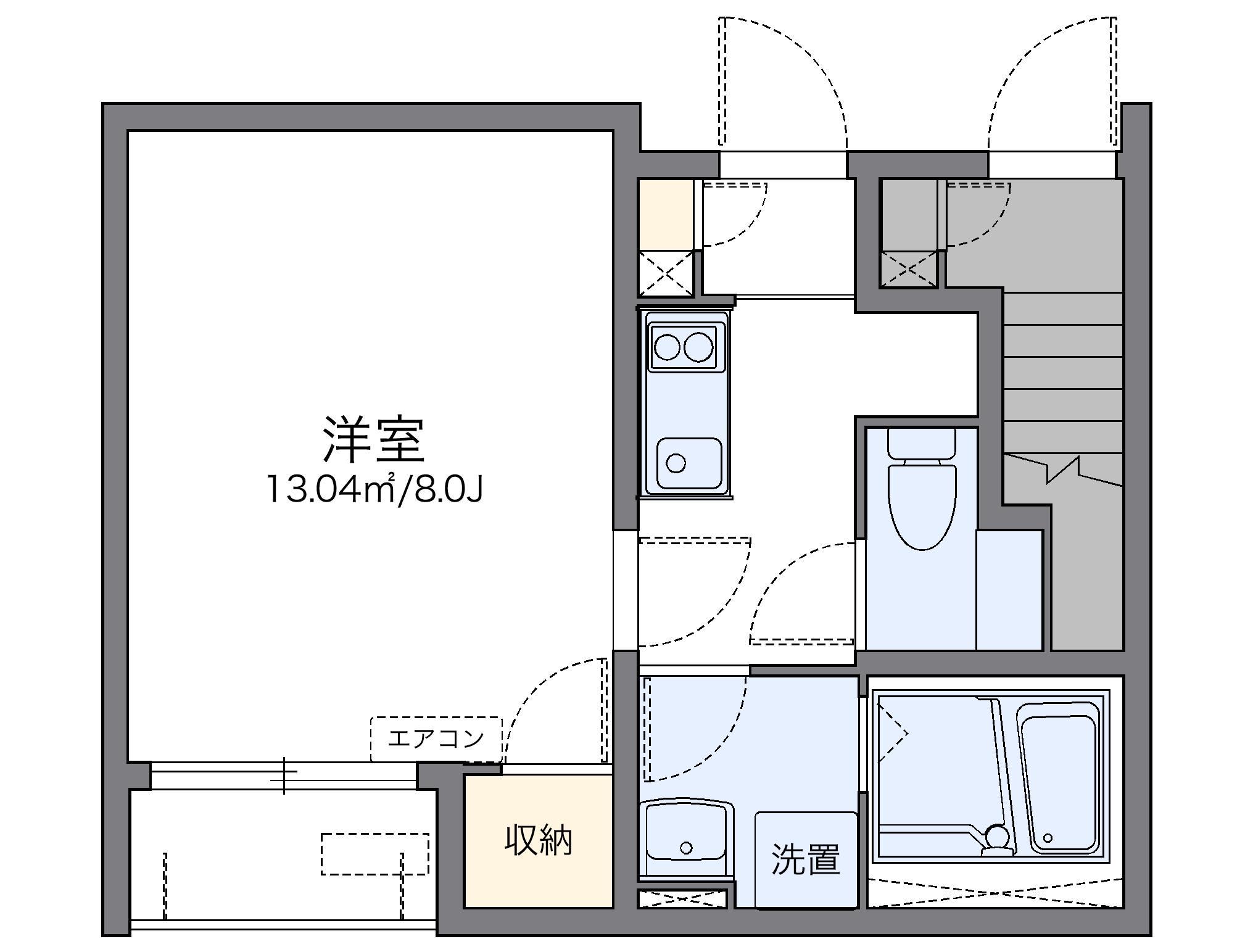 レオネクストゆず(1K/1階)の間取り写真