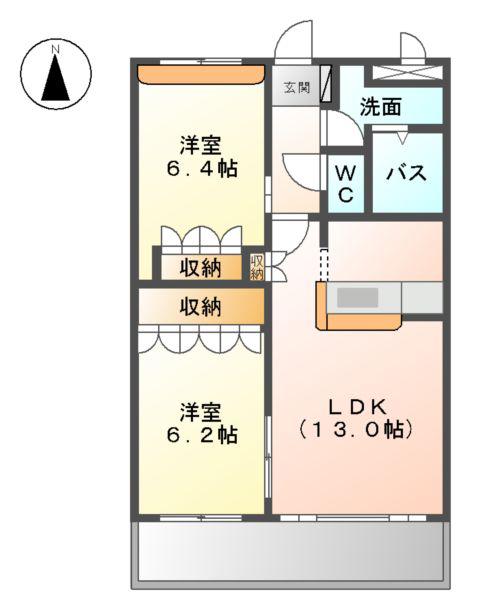 ルモンドセントレ(2LDK/2階)の間取り写真