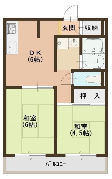 成小路ハイツ(2DK/3階)の間取り写真