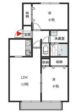 ミリカ・ルブラ(2LDK/1階)の間取り写真