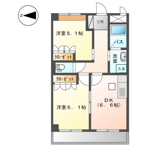 ラークハイム(2DK/1階)の間取り写真