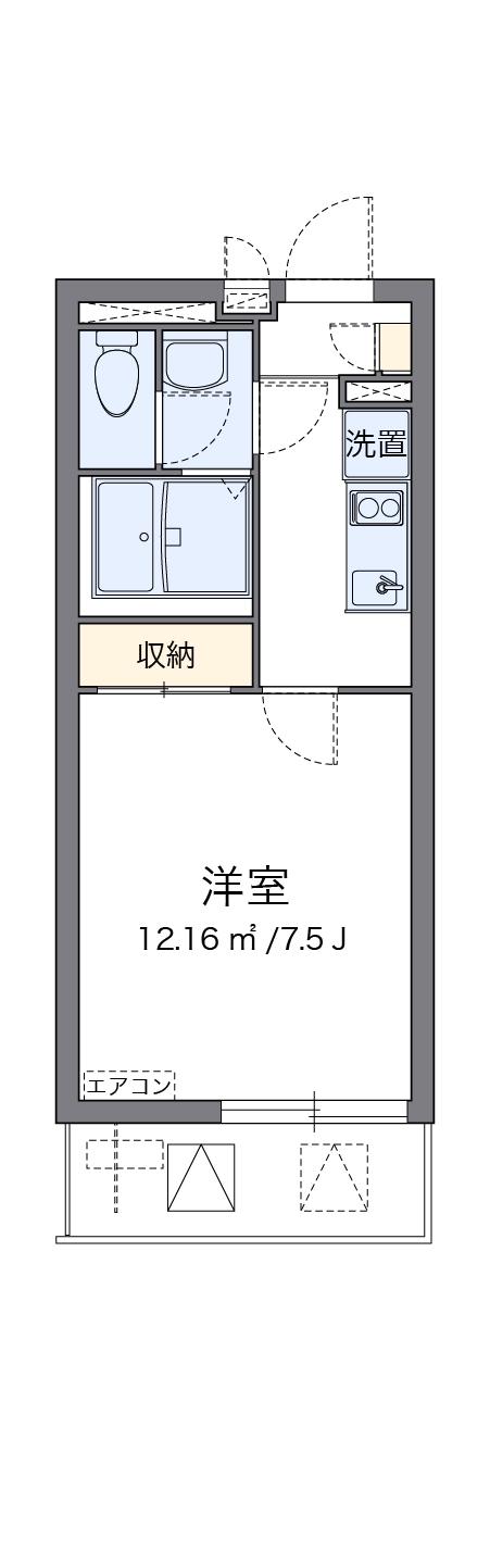 クレイノ清都3(1K/2階)の間取り写真