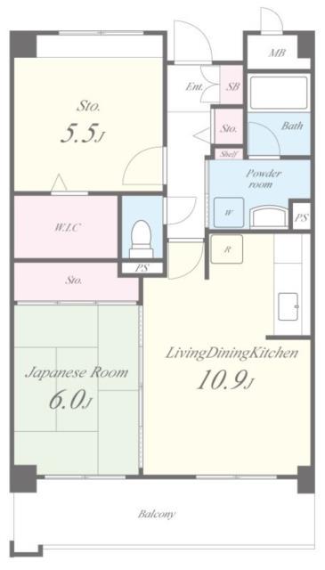 ヴィーブルコート(2LDK/3階)の間取り写真