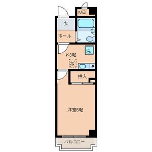 ブライトンヒルズ箕面(1K/2階)の間取り写真