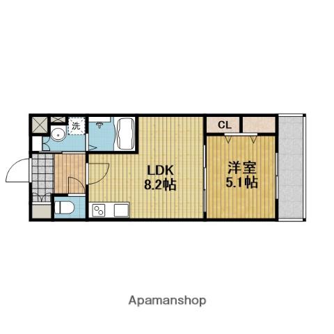 クリエオーレ蛍池2(1LDK/2階)の間取り写真