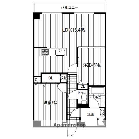デイグラン緑丘(2LDK/4階)の間取り写真