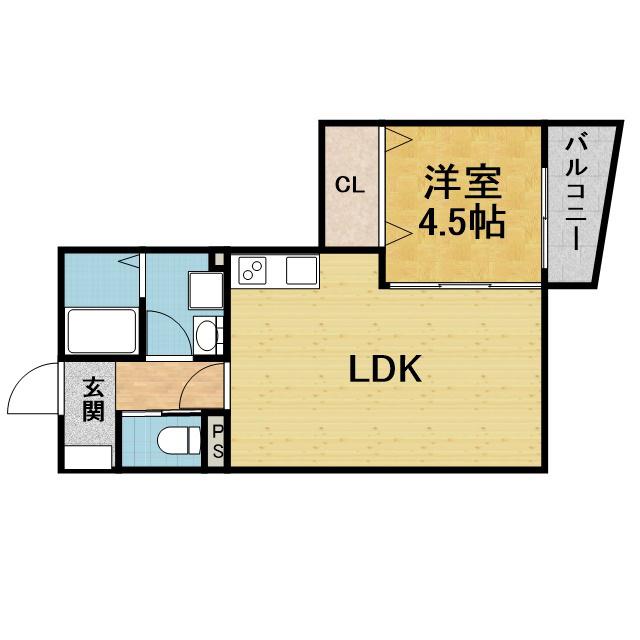 アーバンコート豊中(1LDK/2階)の間取り写真