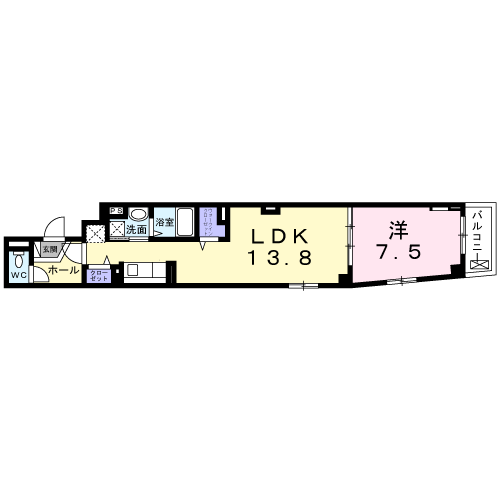ラフィネ カワニシイケダ(1LDK/2階)の間取り写真