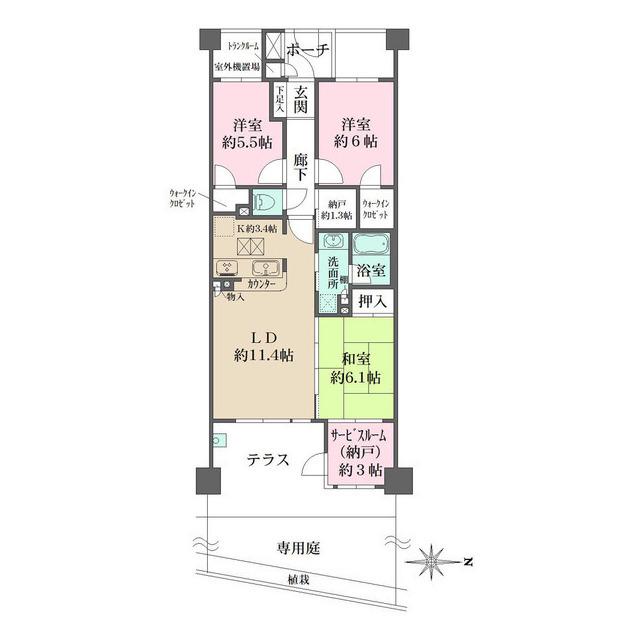 藤和池田ホームズステラコート(3SLDK/1階)の間取り写真
