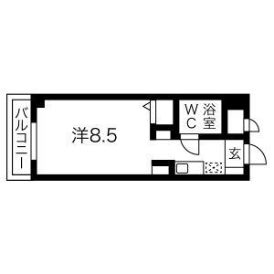 猪名寺パークマンションII(ワンルーム/8階)の間取り写真