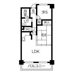 パルティール南ヶ丘(2LDK/3階)の間取り写真
