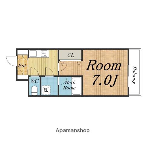 スプランディッドⅡ(1K/8階)の間取り写真