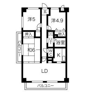 ゼフィール宝塚(3LDK/2階)の間取り写真
