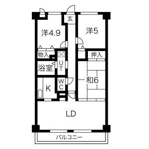 ゼフィール宝塚(3LDK/2階)の間取り写真