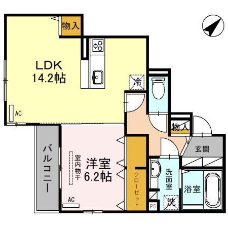 RハイツⅤ(1LDK/2階)の間取り写真